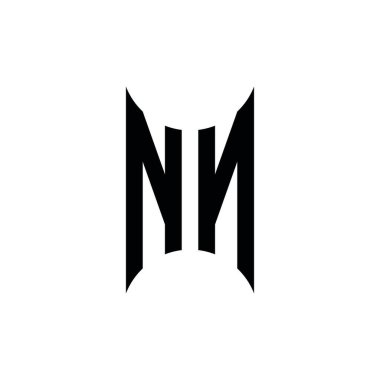 NN Monogram geometrik şekil şablonu. İzole edilmiş arkaplanda ilk tasarım vektörü