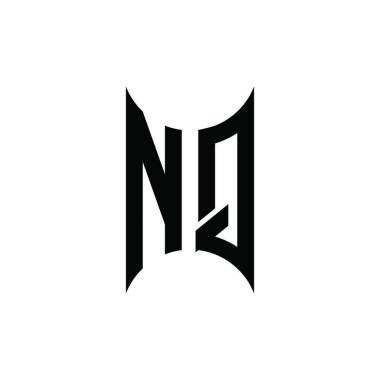 NQ Monogram geometrik şekil şablonu. İzole edilmiş arkaplanda ilk tasarım vektörü