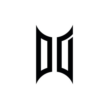 Aşırı dozda monogram geometrik şekil şablonu. İzole edilmiş arkaplanda ilk tasarım vektörü