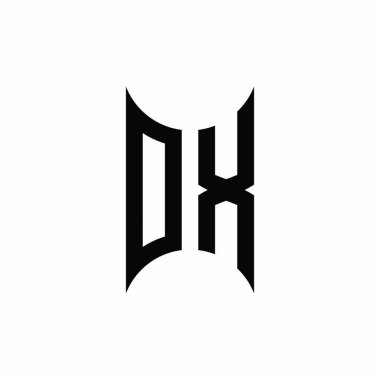 OX Monogram geometrik şekil şablonu. İzole edilmiş arkaplanda ilk tasarım vektörü