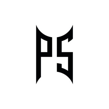 PS Monogram geometrik şekil şablonu. İzole edilmiş arkaplanda ilk tasarım vektörü