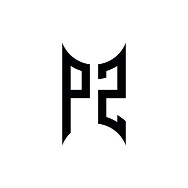 PZ Monogram geometrik şekil şablonu. İzole edilmiş arkaplanda ilk tasarım vektörü