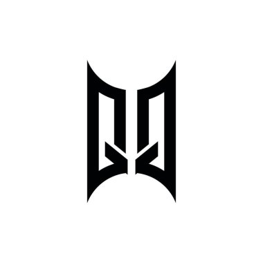 QQ Monogram geometrik şekil şablonu. İzole edilmiş arkaplanda ilk tasarım vektörü