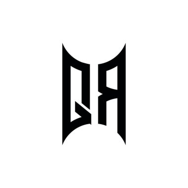 QR Monogram geometrik şekil şablonu. İzole edilmiş arkaplanda ilk tasarım vektörü