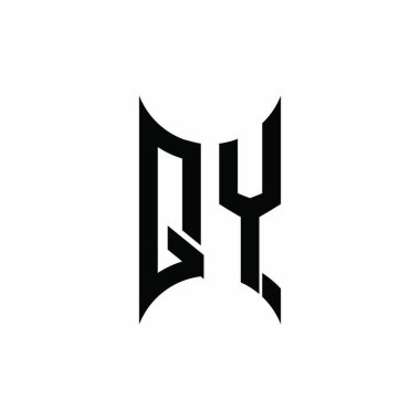 QY Monogram geometrik şekil şablonu. İzole edilmiş arkaplanda ilk tasarım vektörü