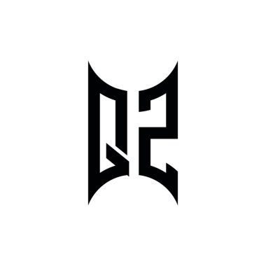 QZ Monogram geometrik şekil şablonu. İzole edilmiş arkaplanda ilk tasarım vektörü