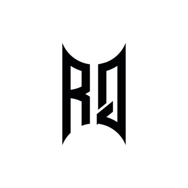 RQ Monogram geometrik şekil şablonu. İzole edilmiş arkaplanda ilk tasarım vektörü