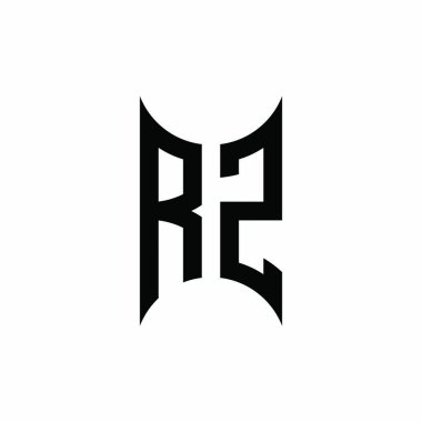 RZ Monogram geometrik şekil şablonu. İzole edilmiş arkaplanda ilk tasarım vektörü