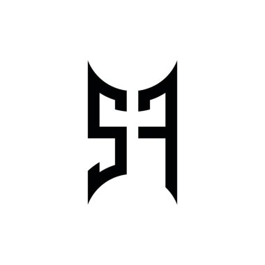 SF Monogram geometrik biçim şablonu. İzole edilmiş arkaplanda ilk tasarım vektörü