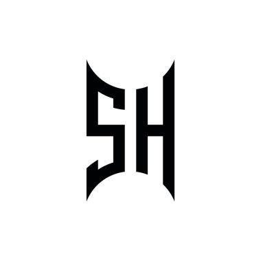 SH Monogram geometrik biçim şablonu. İzole edilmiş arkaplanda ilk tasarım vektörü