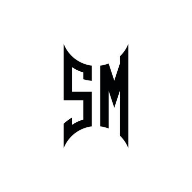 SM Monogram geometrik şekil şablonu. İzole edilmiş arkaplanda ilk tasarım vektörü