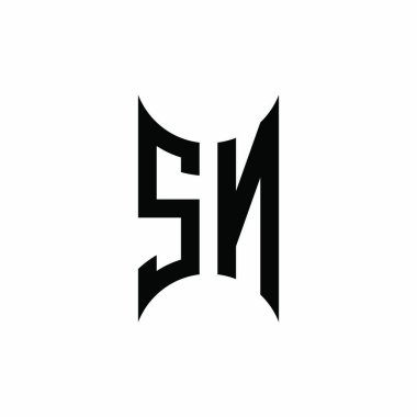 SN Monogram geometrik biçim şablonu. İzole edilmiş arkaplanda ilk tasarım vektörü