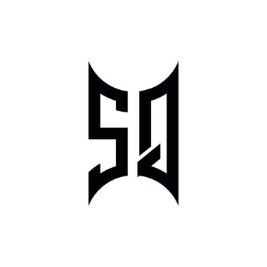 SQ Monogram geometrik şekil şablonu. İzole edilmiş arkaplanda ilk tasarım vektörü
