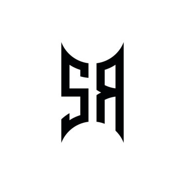 SR Monogram geometrik şekil şablonu. İzole edilmiş arkaplanda ilk tasarım vektörü