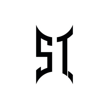 ST Monogram geometrik biçim şablonu. İzole edilmiş arkaplanda ilk tasarım vektörü