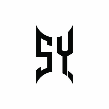 SY Monogram geometrik şekil şablonu. İzole edilmiş arkaplanda ilk tasarım vektörü