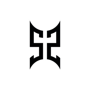 SZ Monogram geometrik şekil şablonu. İzole edilmiş arkaplanda ilk tasarım vektörü