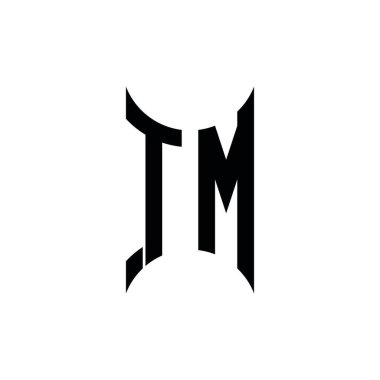 TM monogram geometrik şekil şablonu. İzole edilmiş arkaplanda ilk tasarım vektörü