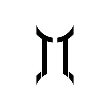 TT Monogram geometrik şekil şablonu. İzole edilmiş arkaplanda ilk tasarım vektörü