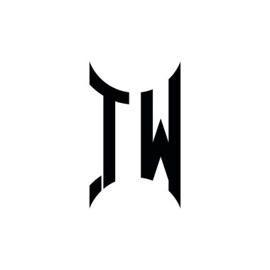 TW Monogram geometrik şekil şablonu. İzole edilmiş arkaplanda ilk tasarım vektörü