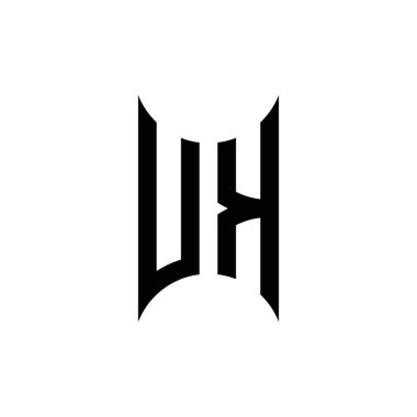 UK Monogram geometrik şekil şablonu. İzole edilmiş arkaplanda ilk tasarım vektörü