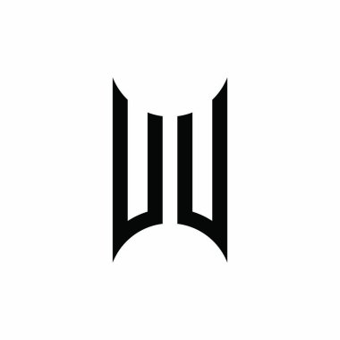 UU Monogram geometrik biçim şablonu. İzole edilmiş arkaplanda ilk tasarım vektörü