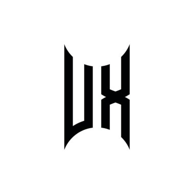 UX Monogram geometrik şekil şablonu. İzole edilmiş arkaplanda ilk tasarım vektörü