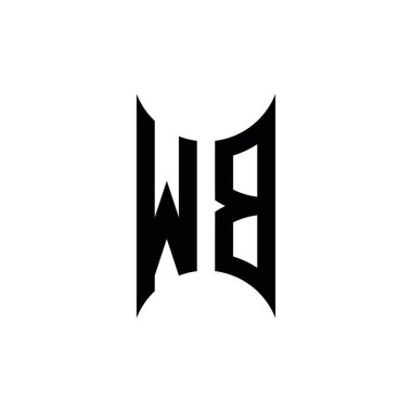 WB Monogram geometrik şekil şablonu. İzole edilmiş arkaplanda ilk tasarım vektörü