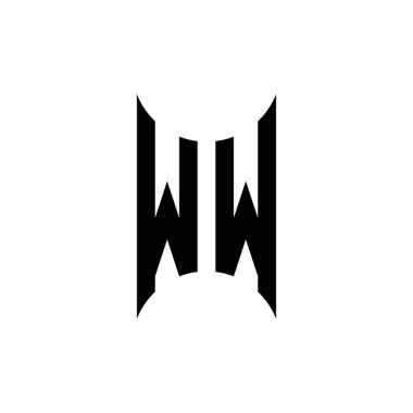 WW Monogram geometrik şekil şablonu. İzole edilmiş arkaplanda ilk tasarım vektörü