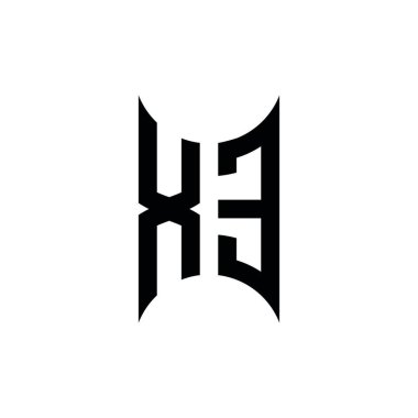 XE Monogram geometrik biçim şablonu. İzole edilmiş arkaplanda ilk tasarım vektörü