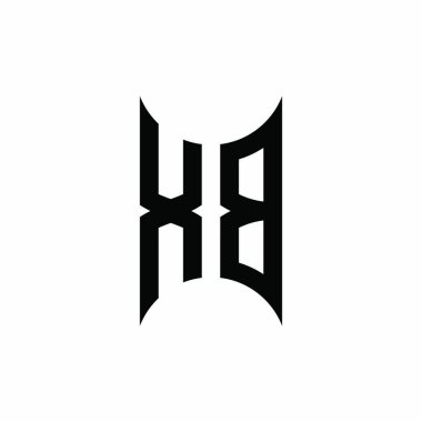 XB Monogram geometrik şekil şablonu. İzole edilmiş arkaplanda ilk tasarım vektörü