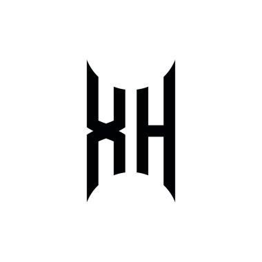XH Monogram geometrik biçim şablonu. İzole edilmiş arkaplanda ilk tasarım vektörü