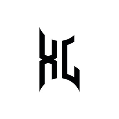 XJ Monogram geometrik şekil şablonu. İzole edilmiş arkaplanda ilk tasarım vektörü