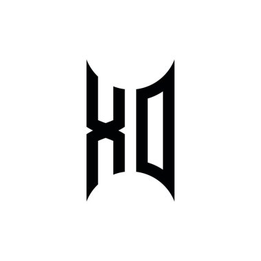 XO monogram geometrik şekil şablonu. İzole edilmiş arkaplanda ilk tasarım vektörü