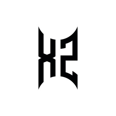 XZ Monogram geometrik şekil şablonu. İzole edilmiş arkaplanda ilk tasarım vektörü