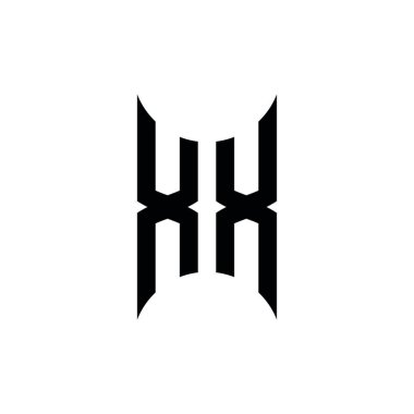 XX Monogram geometrik şekil şablonu. İzole edilmiş arkaplanda ilk tasarım vektörü
