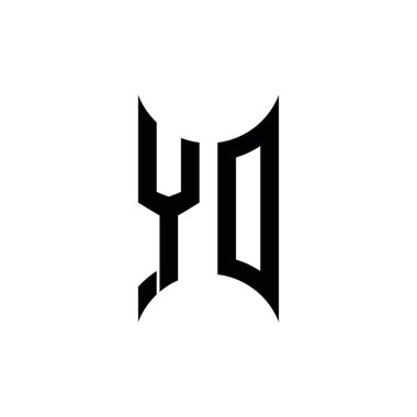 YO Monogram geometrik şekil şablonu. İzole edilmiş arkaplanda ilk tasarım vektörü