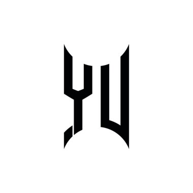 YU Monogram geometrik biçim şablonu. İzole edilmiş arkaplanda ilk tasarım vektörü