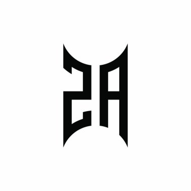 ZA Monogram geometrik şekil şablonu. İzole edilmiş arkaplanda ilk tasarım vektörü