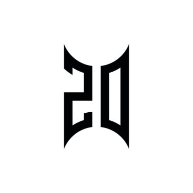 ZO Monogram geometrik şekil şablonu. İzole edilmiş arkaplanda ilk tasarım vektörü