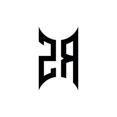 ZR Monogram geometrik şekil şablonu. İzole edilmiş arkaplanda ilk tasarım vektörü