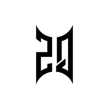 ZQ Monogram geometrik şekil şablonu. İzole edilmiş arkaplanda ilk tasarım vektörü