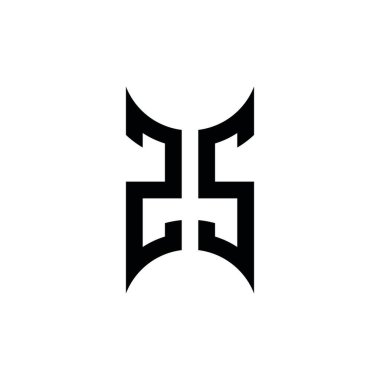 ZS Monogram geometrik biçim şablonu. İzole edilmiş arkaplanda ilk tasarım vektörü