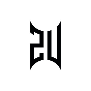 ZU Monogram geometrik şekil şablonu. İzole edilmiş arkaplanda ilk tasarım vektörü