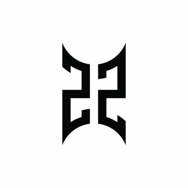 ZZ Monogram geometrik şekil şablonu. İzole edilmiş arkaplanda ilk tasarım vektörü