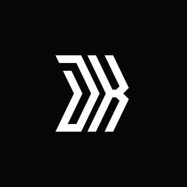 DK Monogram geometrik biçim şablonu. İzole edilmiş arkaplanda ilk tasarım vektörü