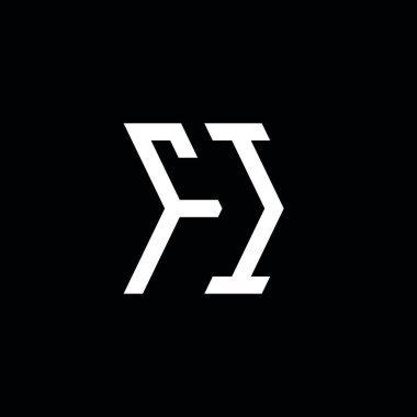 FI Monogram geometrik şekil şablonu. İzole edilmiş arkaplanda ilk tasarım vektörü