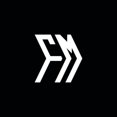 FM Monogram geometrik şekil şablonu. İzole edilmiş arkaplanda ilk tasarım vektörü