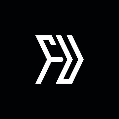 FU Monogram geometrik şekil şablonu. İzole edilmiş arkaplanda ilk tasarım vektörü