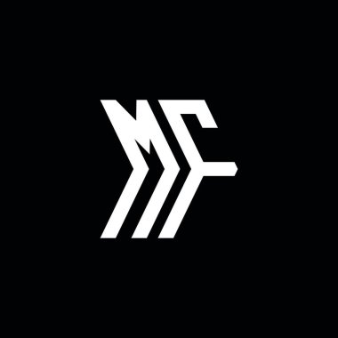 MF Monogram geometrik biçim şablonu. İzole edilmiş arkaplanda ilk tasarım vektörü